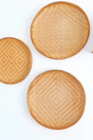 Trending Ranoo - Round Bamboo Wall Plates (Set Of 3) 14 Inches And 9 Inches Bas