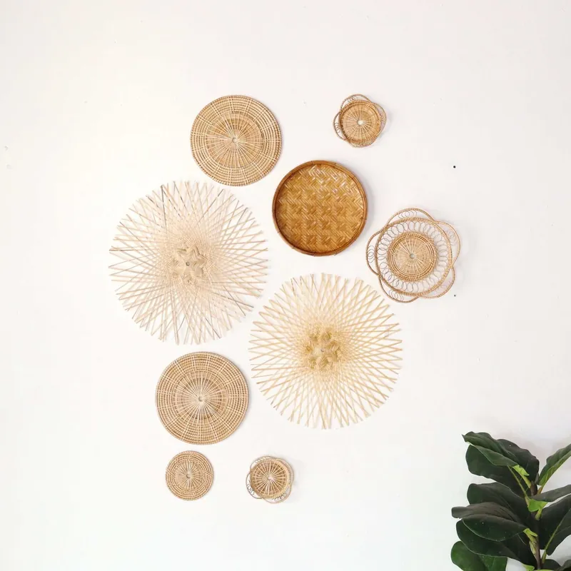Same Day Shipping Ka Tin - Bamboo Wall Hanging Set Of 9 By Thaihome