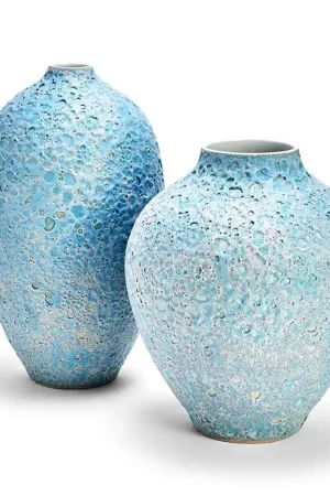 Popular Turquoise Texture Vase Set Of 2 By Tozai Home