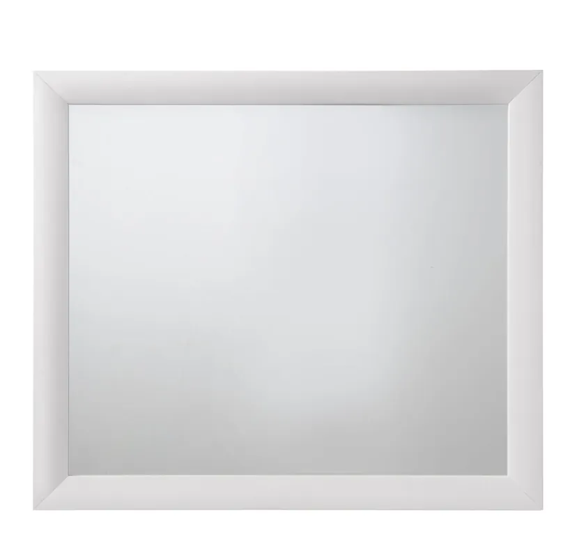 Wooden Framed Mirror With Rectangular Shape, Silver And White By Benzara - White and Silver Instant Buy