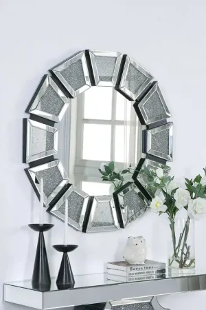 Wooden Backing Walldecor With Tapered Mirrored Panel Borders, Clear And Black By Benzara - Clear Direct From Factory