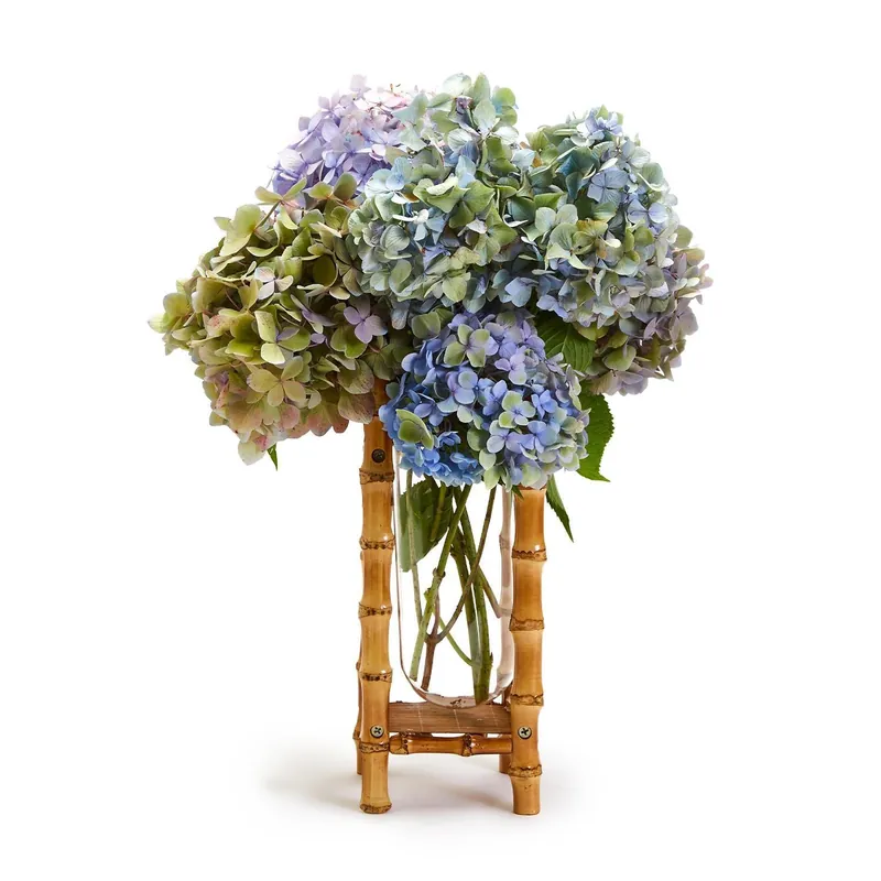 Fan Favorite Handcrafted 11-1/2" Natural Bamboo Vase With Glass Vessel By Tozai Hom