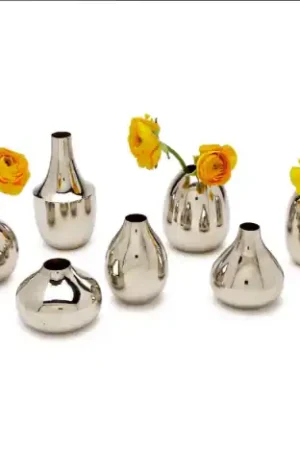Free Delivery Silver-Plated Nickel Vases Set Of 21 By Tozai Home