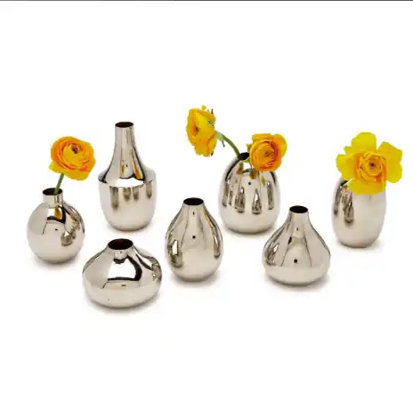 Free Delivery Silver-Plated Nickel Vases Set Of 21 By Tozai Home