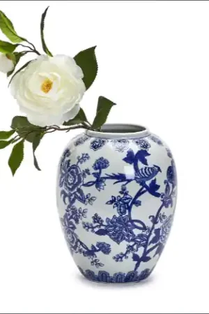 Price Cut 10" Blue and White Vase Set Of 2 By Tozai Home