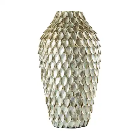 119" Abalone Shell Tall Black/Silver Vase Bamboo/Abalone Set Of 2 By T Popular