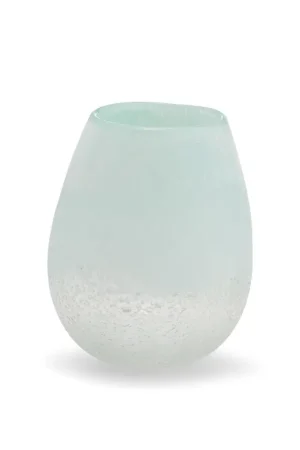 SM Waterscape Seafoam Vase Hand-Blown Glass Set Of 2 By Tozai Home Authentic