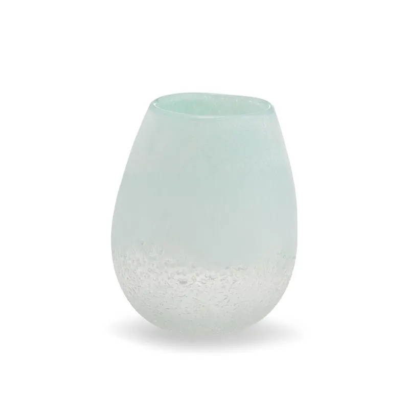SM Waterscape Seafoam Vase Hand-Blown Glass Set Of 2 By Tozai Home Authentic