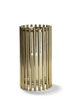 13 3/4" Hurricane w/Glass Linr Stainless Steel/Glass Set Of 2 By Tozai Sale