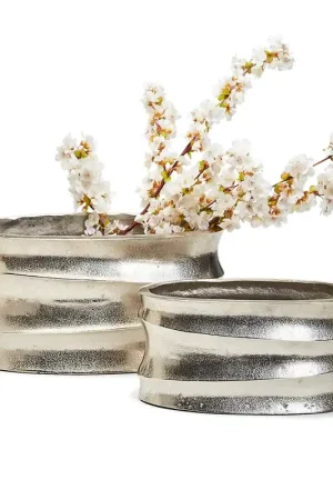 Silver Wave Cachepots Set Of 4 By Tozai Home Fast Shipping