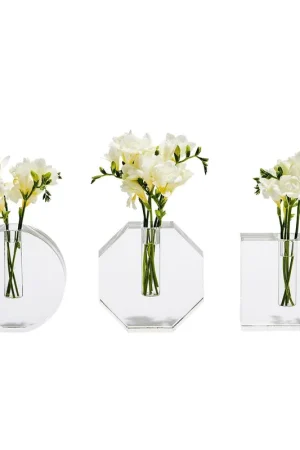 Same Day Shipping Crystal Bud Vase Asst 3 Shapes Set Of 6 By Tozai Home