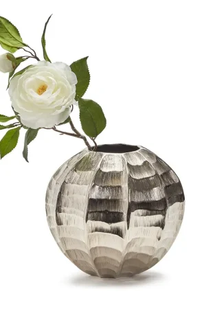 9" Hammered & Etched Silver Round Vase Set Of 2 By Tozai Home Exclusive