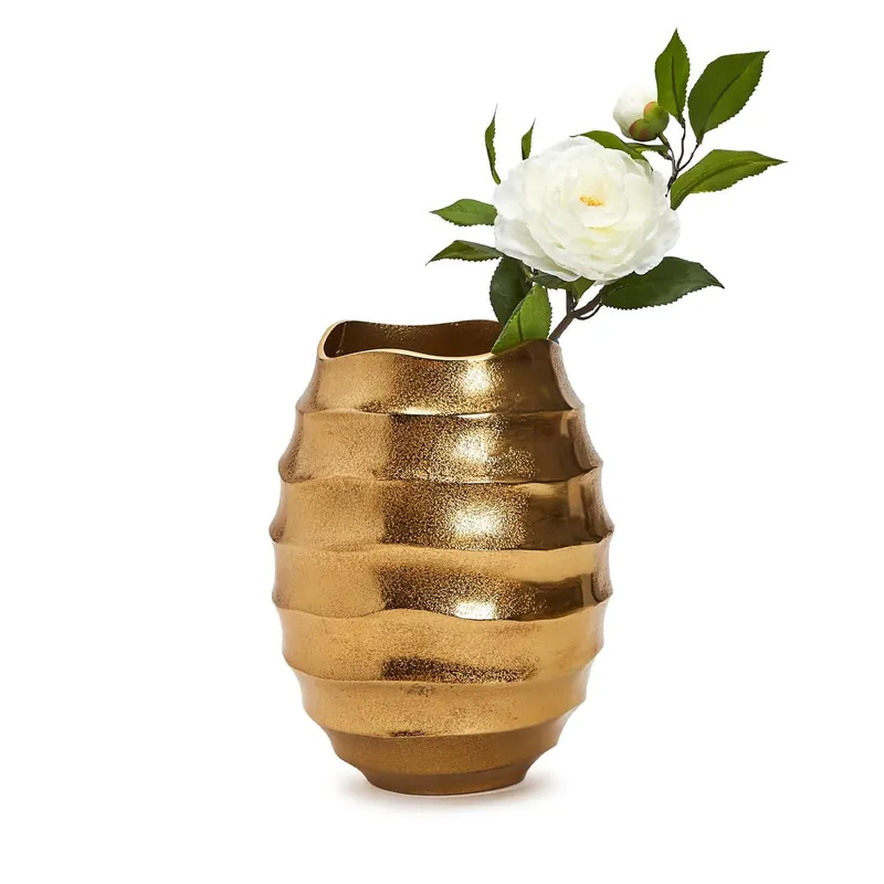 Fan Favorite 12" Golden Wave Vase Set Of 2 By Tozai Home