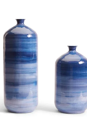 Stria Blue Tone Enamel Decorative Vase Set Of 4 By Tozai Home Seasonal Sale
