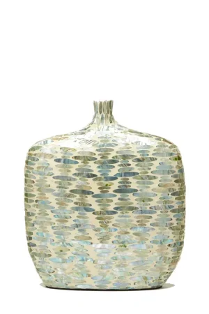 Special Discount 13" Palawan Teardrop Jug Vase MOP/Resin Set Of 2 By Tozai Home