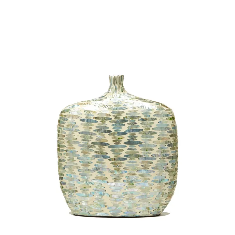 Special Discount 13" Palawan Teardrop Jug Vase MOP/Resin Set Of 2 By Tozai Home