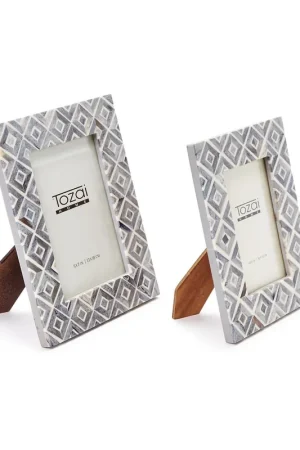 Grey Diamond Pattern Photo Frame Set Of 6 By Tozai Home Low Price