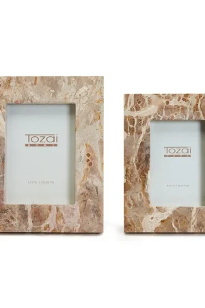 Brown Galaxy Marble Photo Frame Set Of 4 By Tozai Home Time-Limited