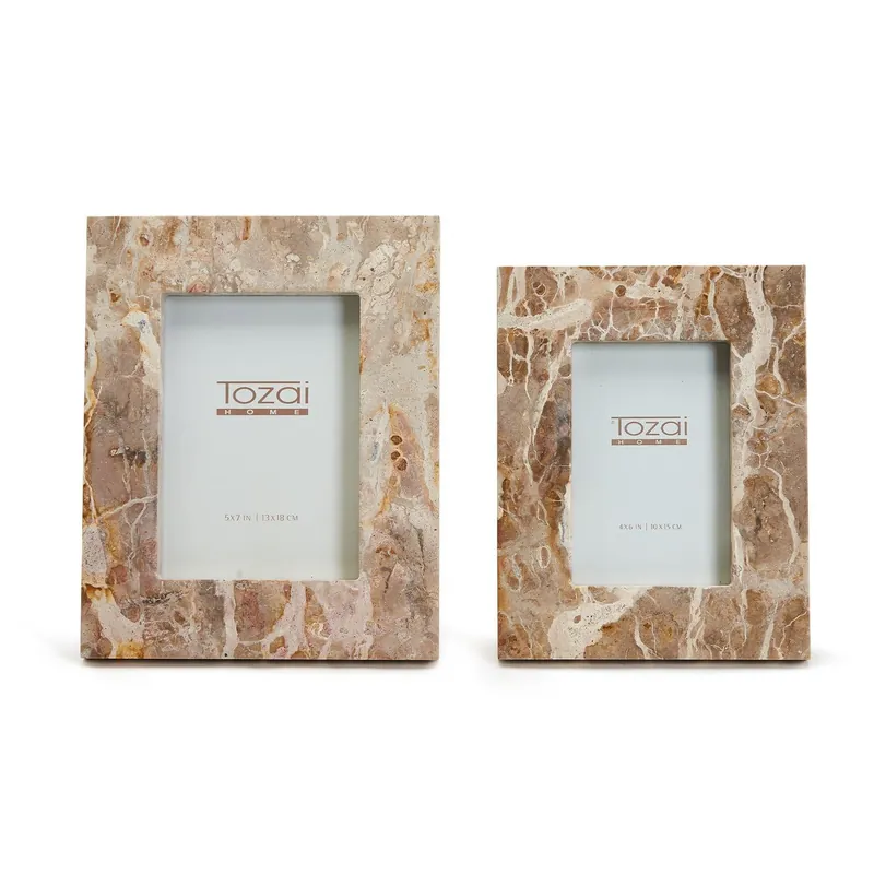 Brown Galaxy Marble Photo Frame Set Of 4 By Tozai Home Time-Limited