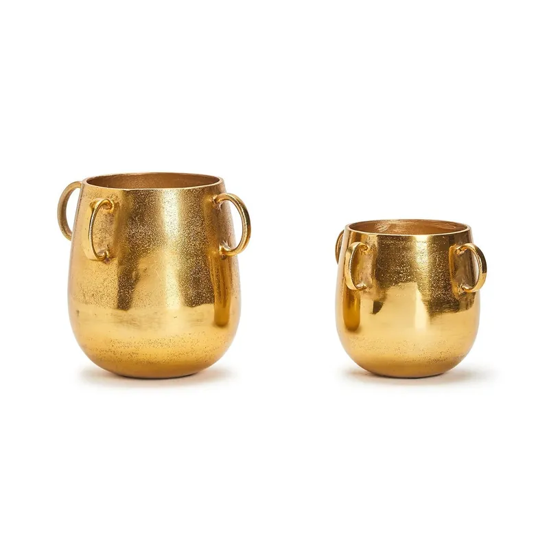Golden Decorative Round Planters Set Of 4 By Tozai Home Flash Sale