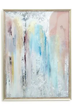 Pink and Blue Abstract Reverse Glass Painted Wall Art Set Of 2 By Two' High Quality
