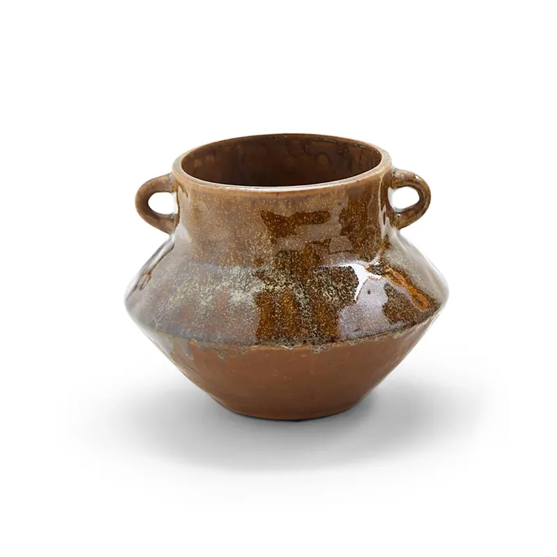 Bulk Order 7 1/2" Tarquinia Green/Gray Vase with Handles - Stoneware Set Of 2 By