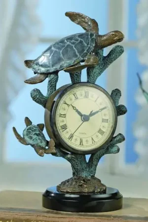 Turtle Clock By SPI Home - 8.5in Height Same Day Shipping