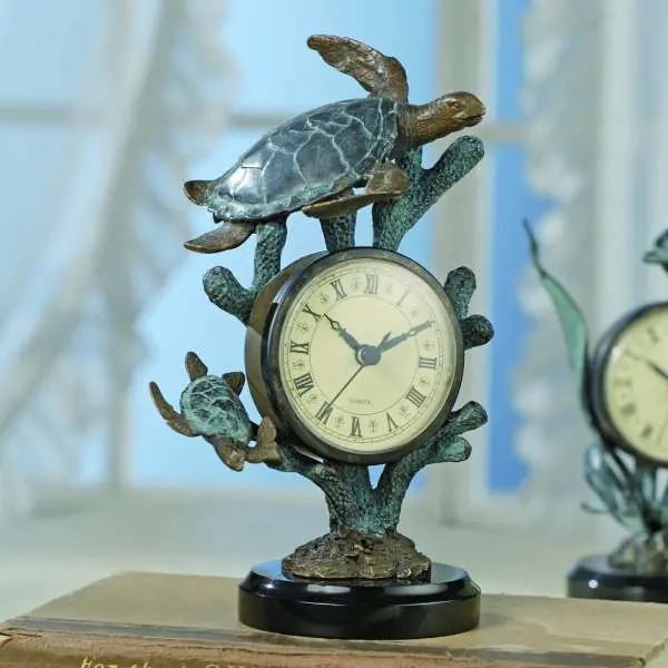 Turtle Clock By SPI Home - 8.5in Height Same Day Shipping