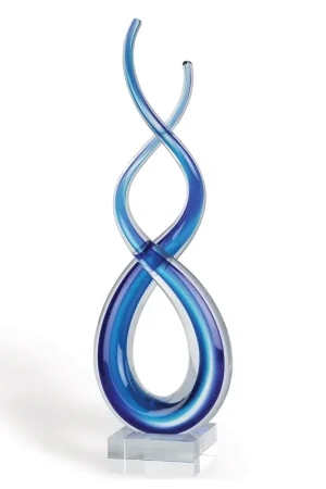 14 Contemporary Blue Art Glass Centerpiece By Homeroots New Arrival