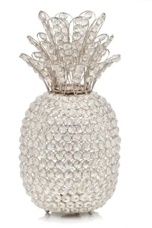 15" Silver Faux Crystal Pineapple Sculpture By Homeroots Don’t Miss Out