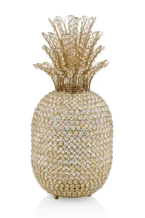 23" Glam Bling Faux Crystal and Gold Pineapple By Homeroots New Arrival