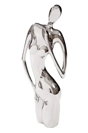 Worldwide Shipping Modern Shiny Silver Female Form Sculpture By Homeroots