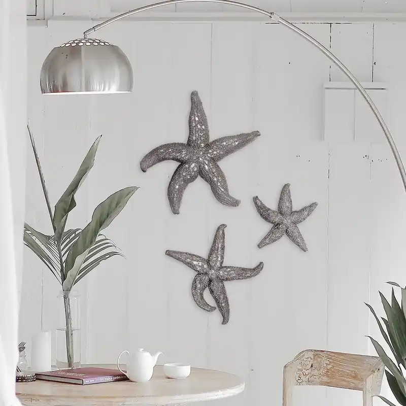 19" Silver Pewter Textured Starfish Wall Art By Homeroots Clearance