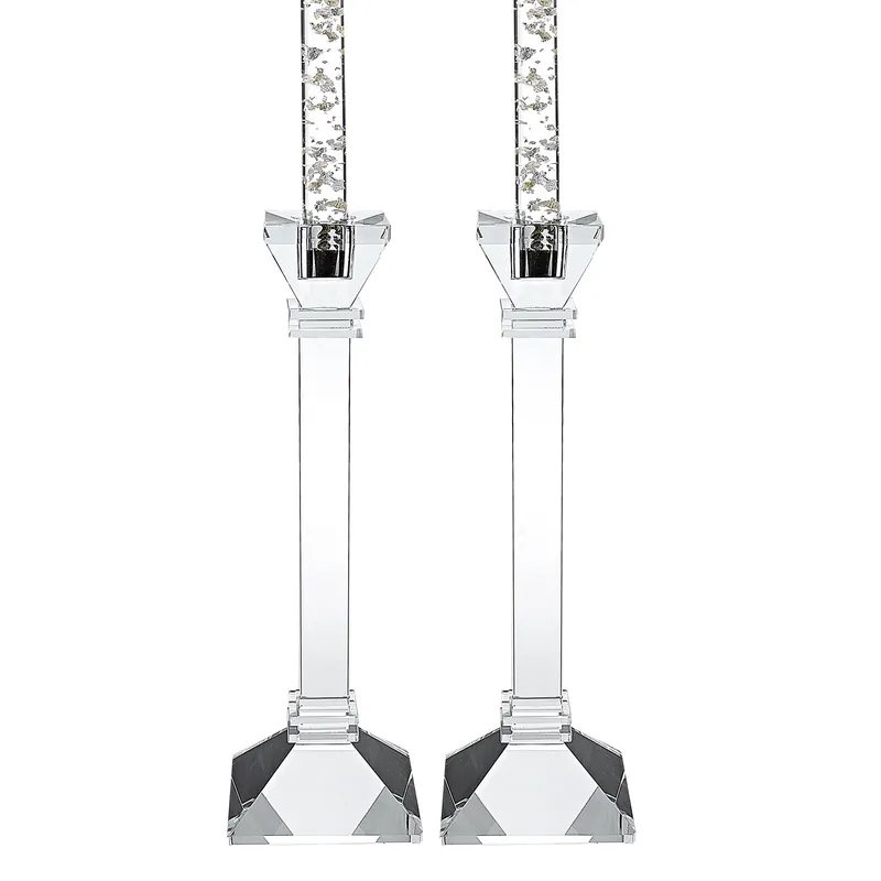Hand Crafted Crystal Pair Classic Candle Holders By Homeroots Flash Sale