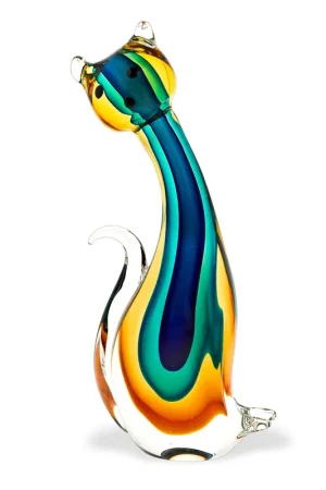 12 Mouth Blown MultiColor Feline Art Glass By Homeroots Special Offer