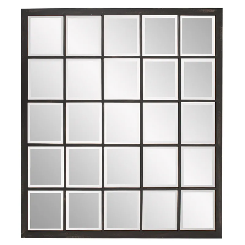 Money Back Guarantee Rectangular Antique Black Finish Mirror with Beveled Edge By Homeroots