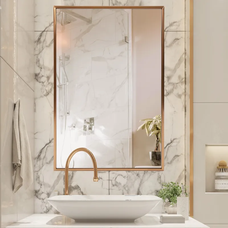 Buy Today Antiqued Brushed Brass Rectangular Wall Mirror By Homeroots