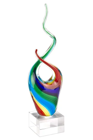 11 MultiColor Art Glass Abstract Centerpiece on Crystal Base By Homero Get Yours