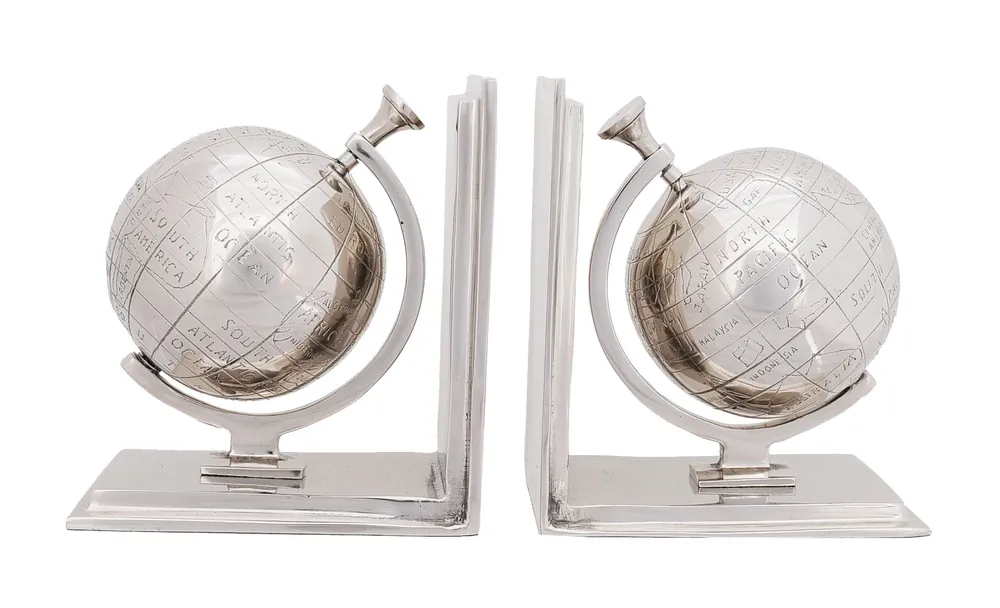 Alum Globe Bookend Set Of Two By Homeroots Time-Limited