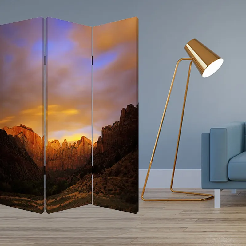 Multi Color Wood Canvas Desert Screen By Homeroots Bulk Order