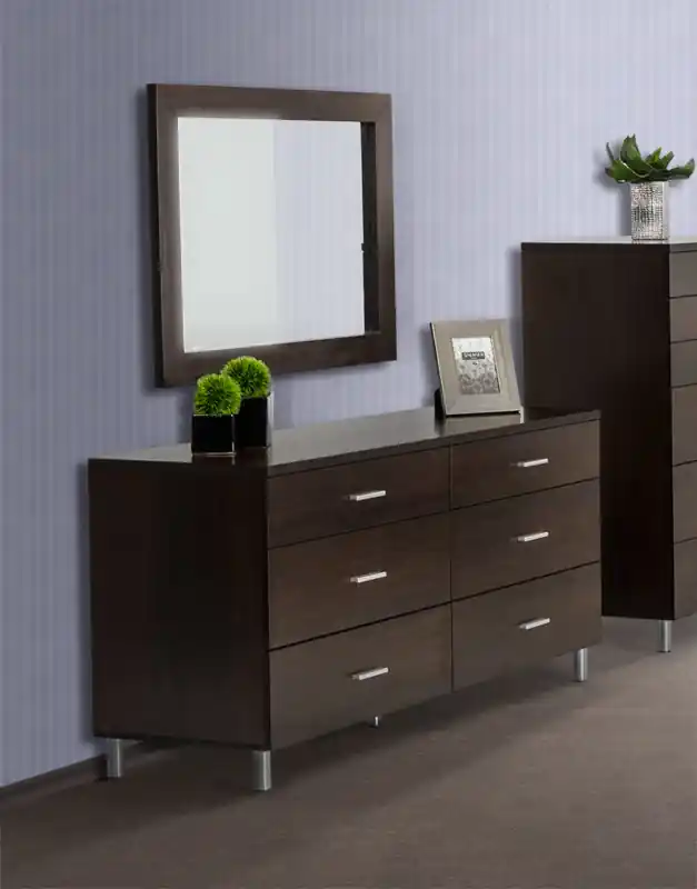 Price Drop 39" Wenge MDF and Glass Mirror By Homeroots