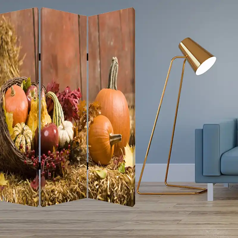 Modern Multi Color Wood Canvas Harvest Screen By Homeroots