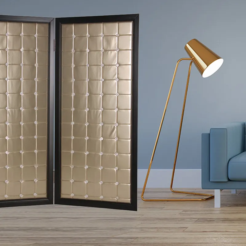 Trusted Brand Gold Wood & Fabric Screen By Homeroots - 274894