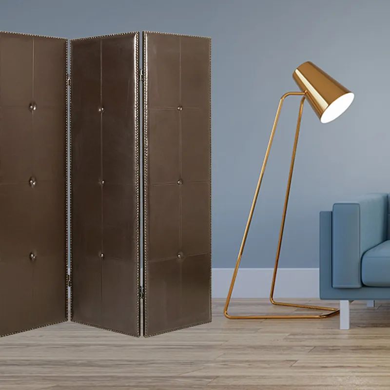 Brown Faux Leather Screen By Homeroots - 274879 Best Price