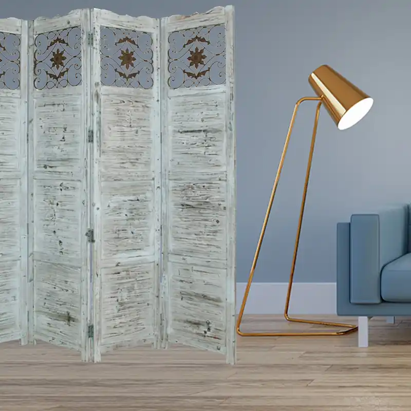 Blue Wood Screen By Homeroots Money Back Guarantee