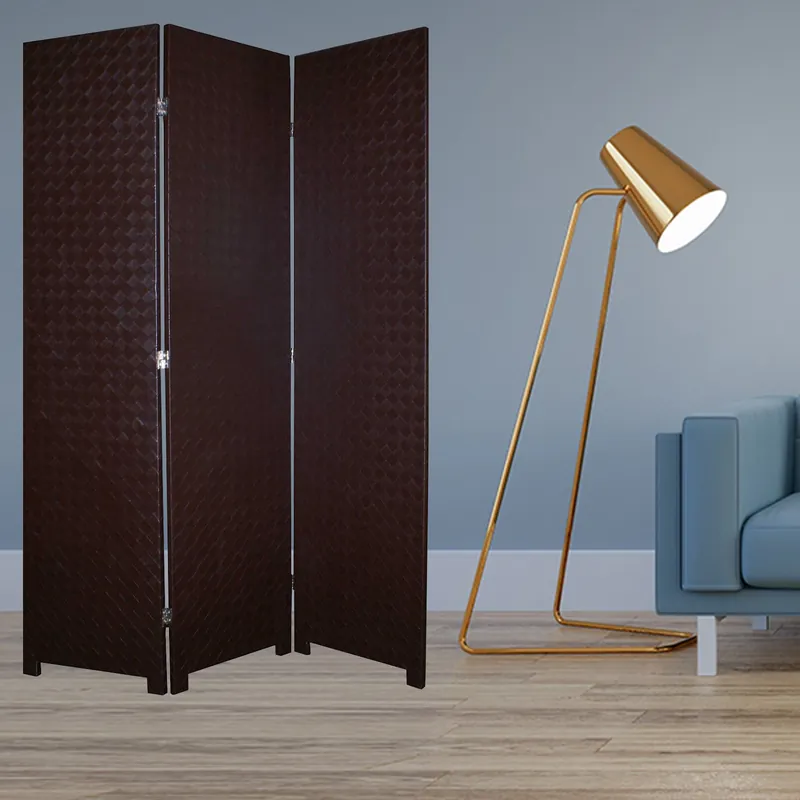 Hassle-Free Returns Brown Criss Cross Faux Leather Screen By Homeroots