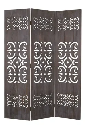 Worldwide Shipping Brown 3 Panel Wood Screen By Homeroots