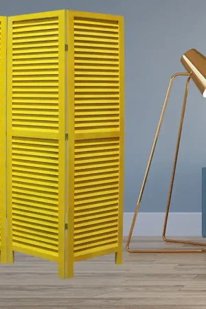 Yellow Wood Shutter - Screen By Homeroots Seasonal Sale
