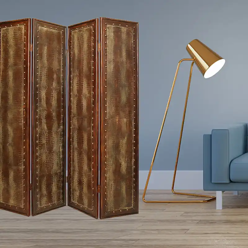 Brown Faux leather Reptillian Screen By Homeroots Best Choice