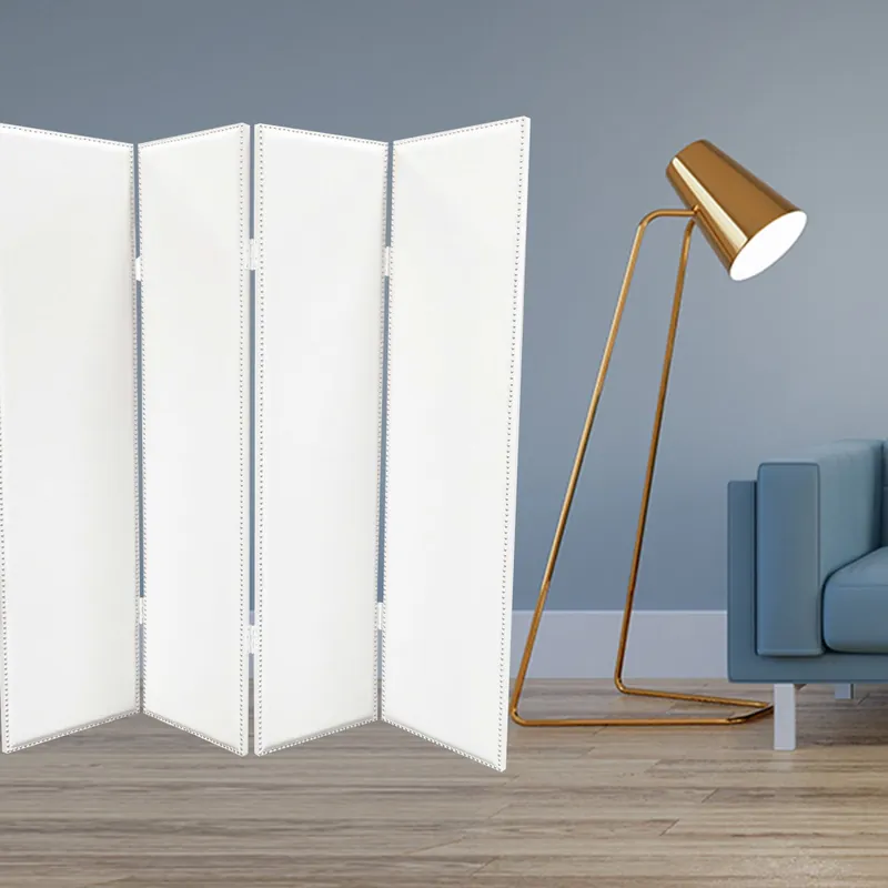 White Faux leather Screen By Homeroots Next Day Delivery